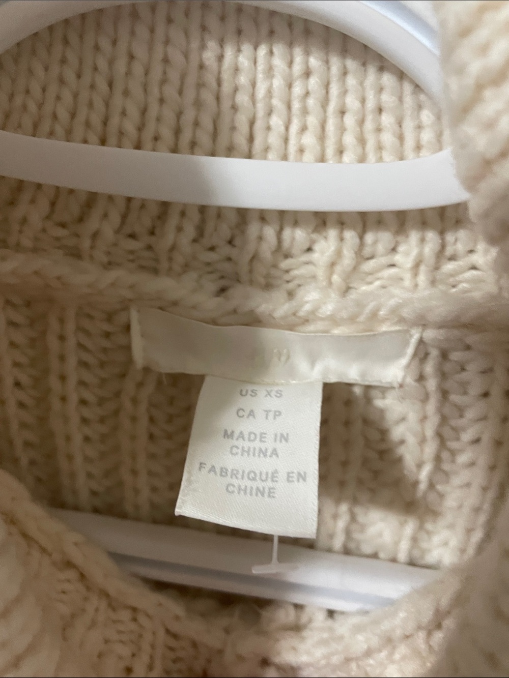 H&M Cream Ribbed Collared Sweater Size XS - Picture 2 of 4